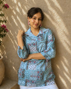 Aqua Patchwork Grace Short Kurti