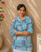 Aqua Patchwork Grace Short Kurti