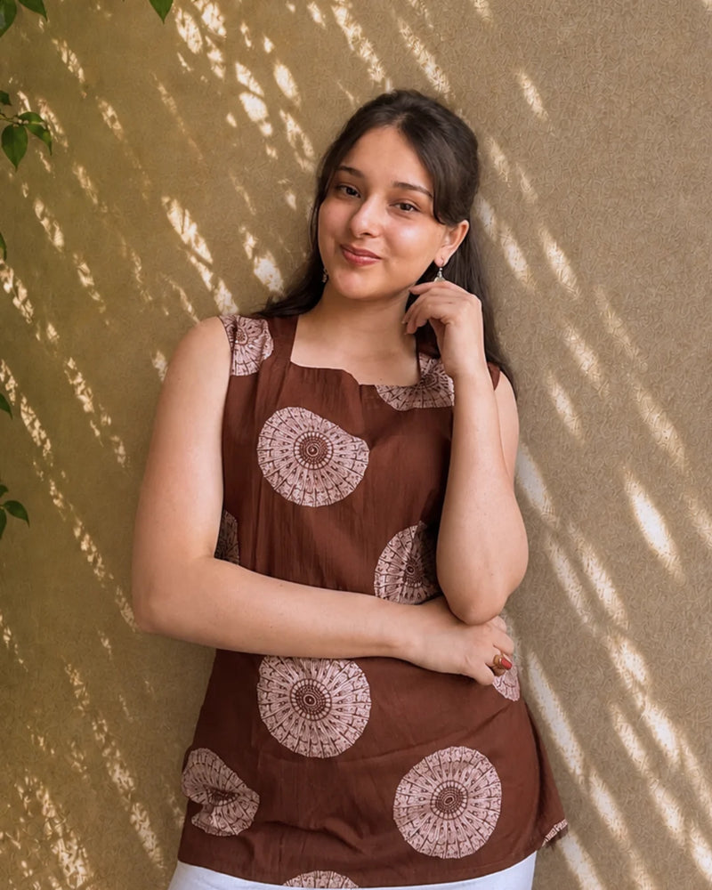 Cocoa Laceback Cotton Short Kurti