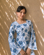 Indigo Bloom Cotton Short Kurti