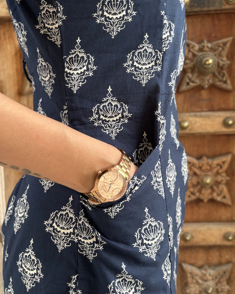 Navy Noir Corset Kurti