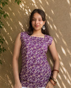 Purple Ivy Laceback Cotton Short Kurti