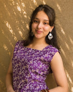 Purple Ivy Laceback Cotton Short Kurti