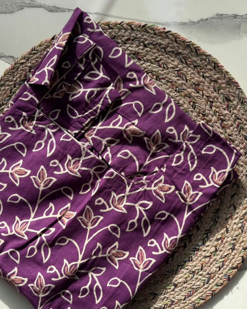 Purple Ivy Laceback Cotton Short Kurti